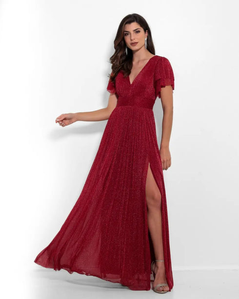 Vestido Manguinha Lurex PETRA FINA MARSALA M