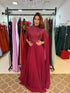 VESTIDO PEDRARIA CAPA VESTIDO DE FESTA PETRA FINA MARSALA P