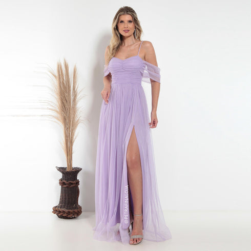 Vestido Franzido Ombro a Ombro VESTIDO DE FESTA PETRA FINA