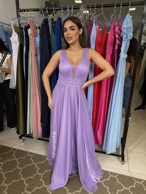 VESTIDO TRES LISTRAS PLISSADO