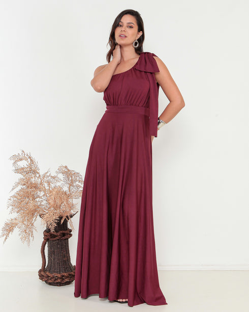 VESTIDO UM OMBRO SÓ LISO GREGO