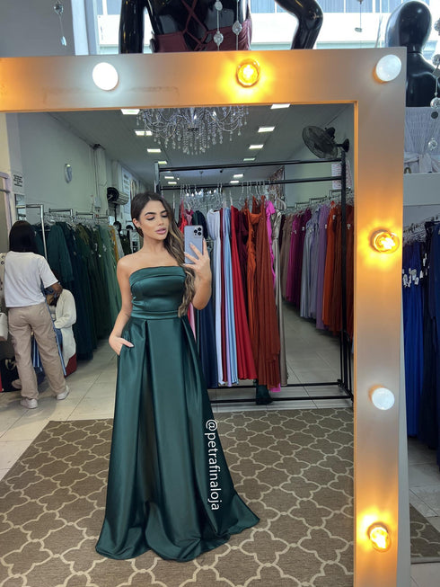 VESTIDO TOMARA Q CAIA ACETINADO VESTIDO DE FESTA PETRA FINA