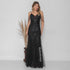 VESTIDO ALÇAS DE PEDRARIAS CALDA SEREIA VESTIDO DE FESTA PETRA FINA PRETO P