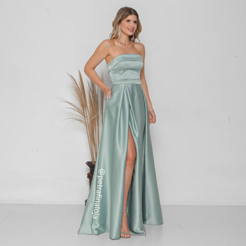 VESTIDO TOMARA Q CAIA ACETINADO VESTIDO DE FESTA PETRA FINA