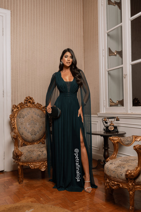 VESTIDO TRES LISTRAS PEQUENAS COM CAPA