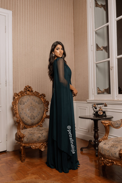 VESTIDO TRES LISTRAS PEQUENAS COM CAPA