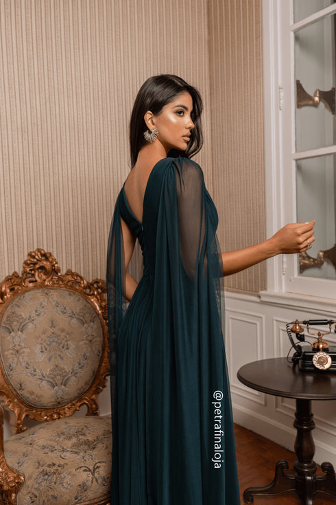 VESTIDO TRES LISTRAS PEQUENAS COM CAPA