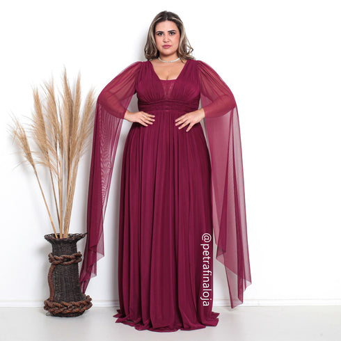 Vestido três listras pequenas com capa VESTIDO DE FESTA PETRA FINA