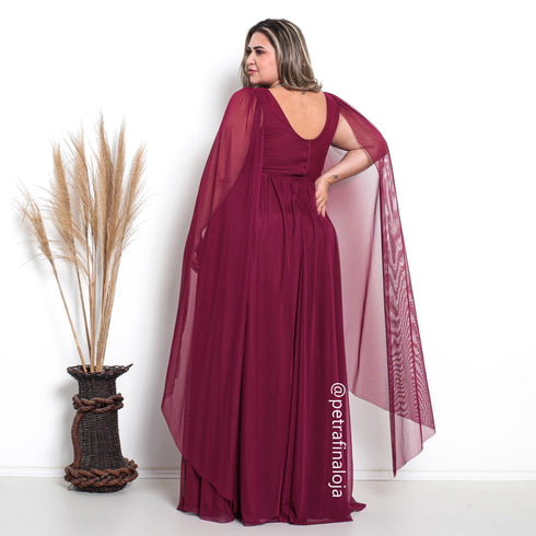 Vestido três listras pequenas com capa VESTIDO DE FESTA PETRA FINA