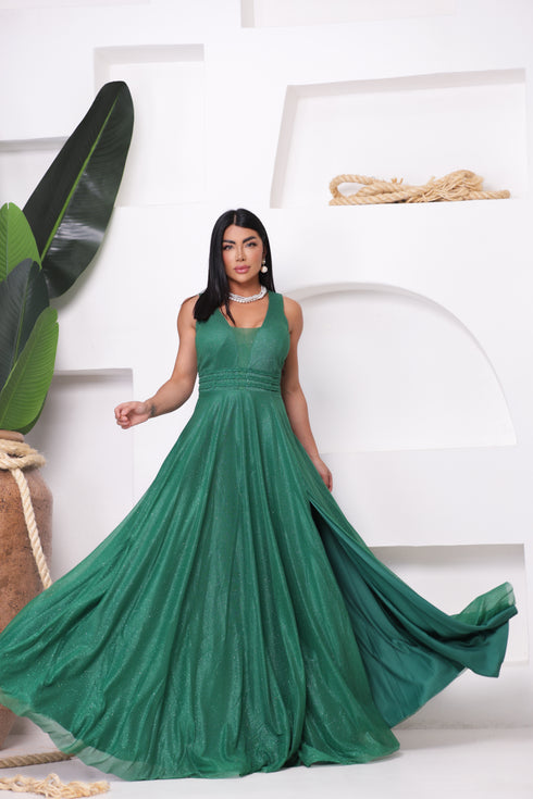 VESTIDO TRES LISTRAS PLISSADO