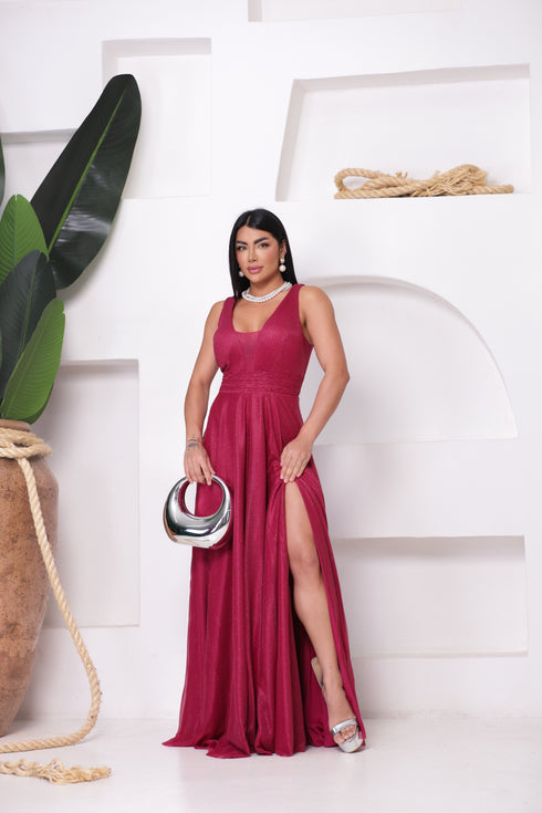 VESTIDO TRES LISTRAS PLISSADO