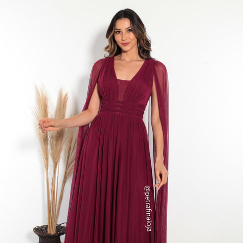 Vestido três listras pequenas com capa VESTIDO DE FESTA PETRA FINA