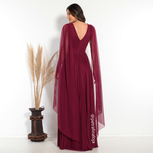 Vestido três listras pequenas com capa VESTIDO DE FESTA PETRA FINA