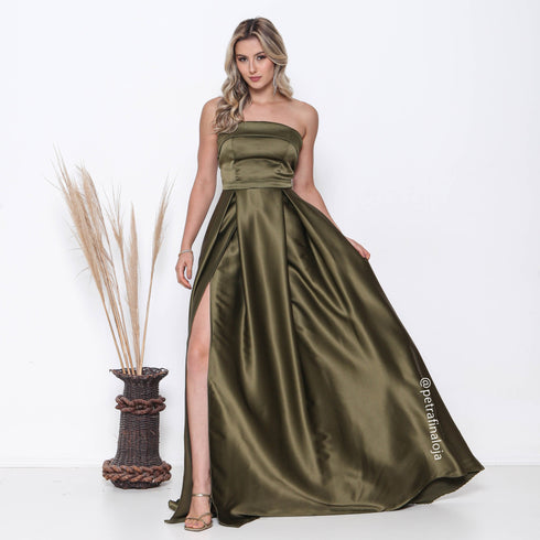 VESTIDO TOMARA Q CAIA ACETINADO VESTIDO DE FESTA PETRA FINA