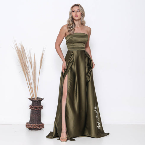 VESTIDO TOMARA Q CAIA ACETINADO VESTIDO DE FESTA PETRA FINA