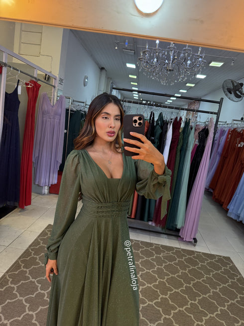 VESTIDO MANGA LONGA TRES LISTRAS PETRA FINA