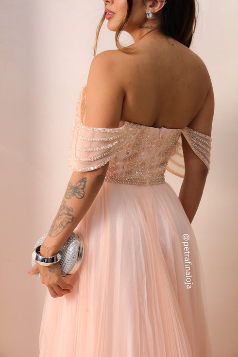 VESTIDO OMBRO A OMBRO PEDRARIA