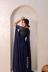 VESTIDO PEDRARIA MANGA CAPA DECOTE