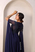VESTIDO PEDRARIA MANGA CAPA DECOTE