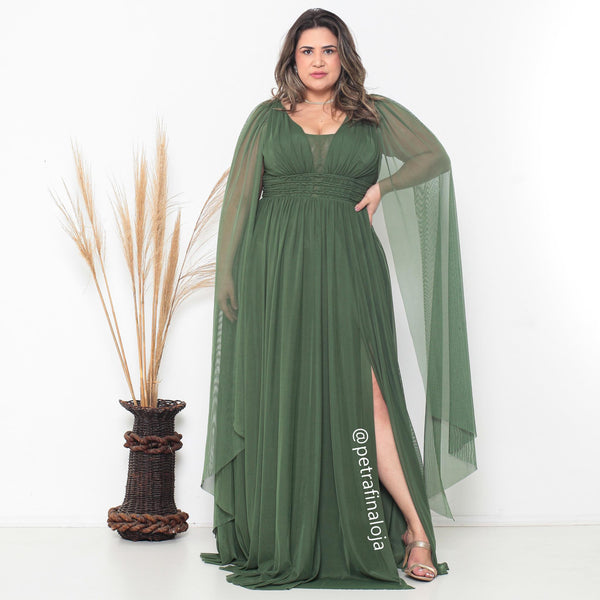 Vestido três listras pequenas com capa VESTIDO DE FESTA PETRA FINA