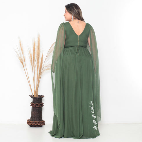 Vestido três listras pequenas com capa VESTIDO DE FESTA PETRA FINA