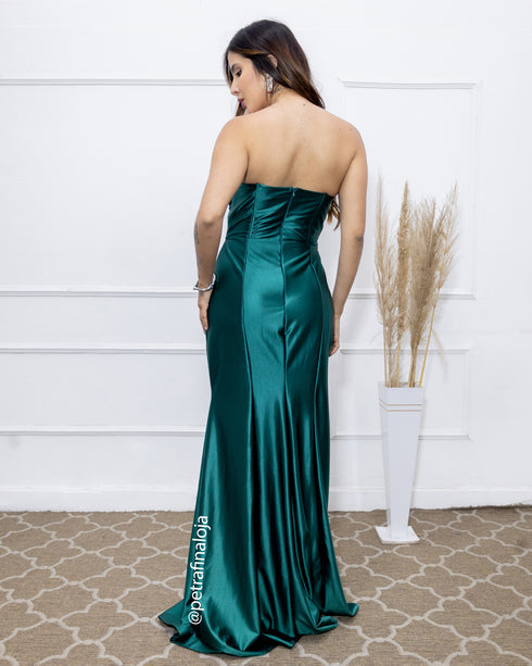 VESTIDO TOMARA QUE CAIA DRAPEADO LATERAL VESTIDO DE FESTA PETRA FINA