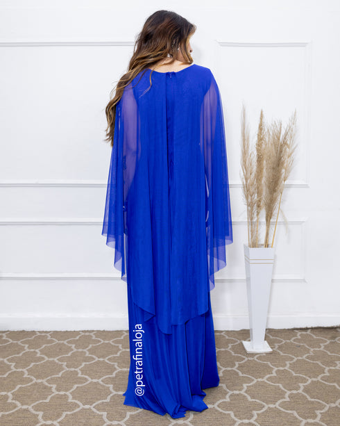 VESTIDO MANGA MORCEGO LISO VESTIDO DE FESTA PETRA FINA