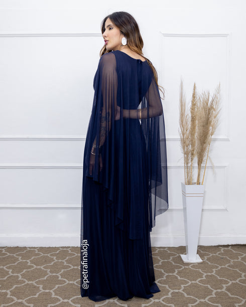 VESTIDO MANGA MORCEGO LISO VESTIDO DE FESTA PETRA FINA