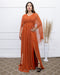 VESTIDO MANGA MORCEGO LISO VESTIDO DE FESTA PETRA FINA TERRACOTA M