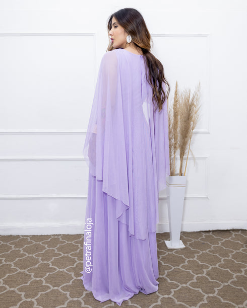 VESTIDO MANGA MORCEGO LISO VESTIDO DE FESTA PETRA FINA