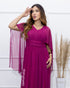 VESTIDO MANGA MORCEGO LISO VESTIDO DE FESTA PETRA FINA FUCSIA M
