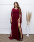 VESTIDO MANGA MORCEGO LISO VESTIDO DE FESTA PETRA FINA MARSALA M