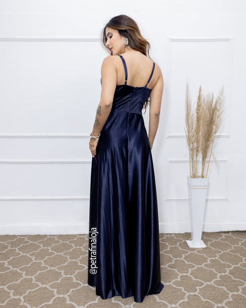 VESTIDO ALCINHA DRAPEADO RODADO VESTIDO DE FESTA PETRA FINA