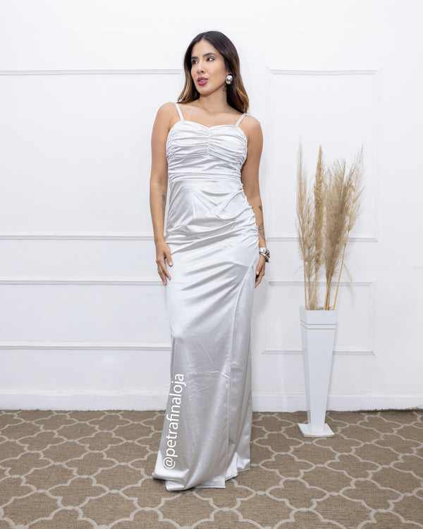 VESTIDO SEREIA FRAZIDO PETRA FINA PRATA P