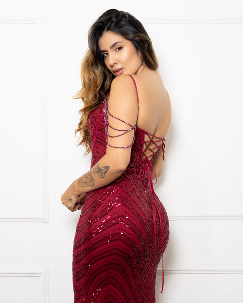 VESTIDO ALCINHA DECOTE V OMBRO MISSANGAS