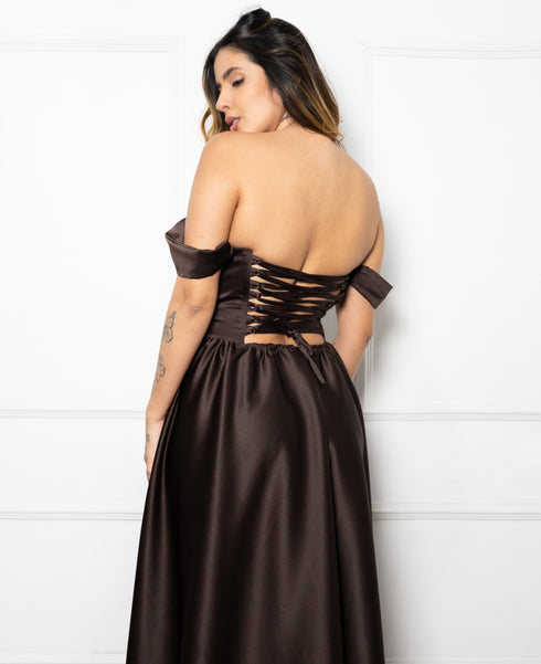 Vestido acetinado princesa