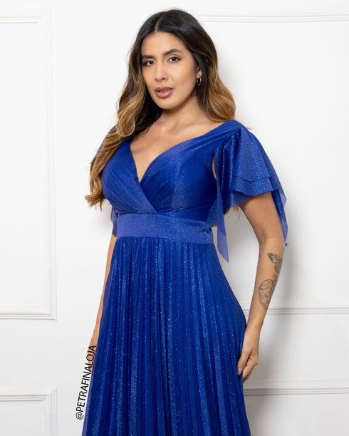 Vestido de manguinha saia plissada