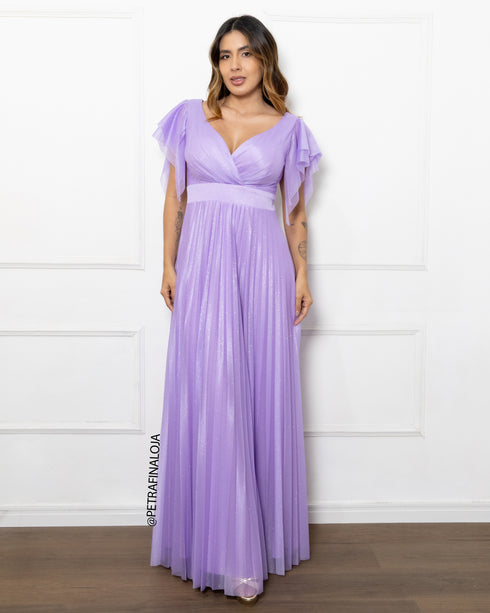 Vestido de manguinha saia plissada