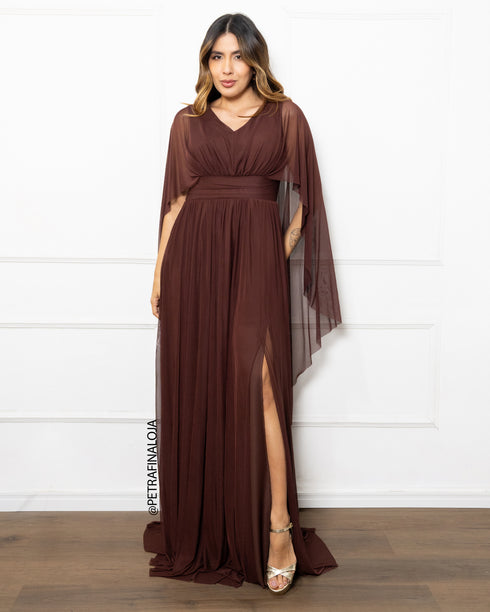 Vestido Manga Morcego Liso