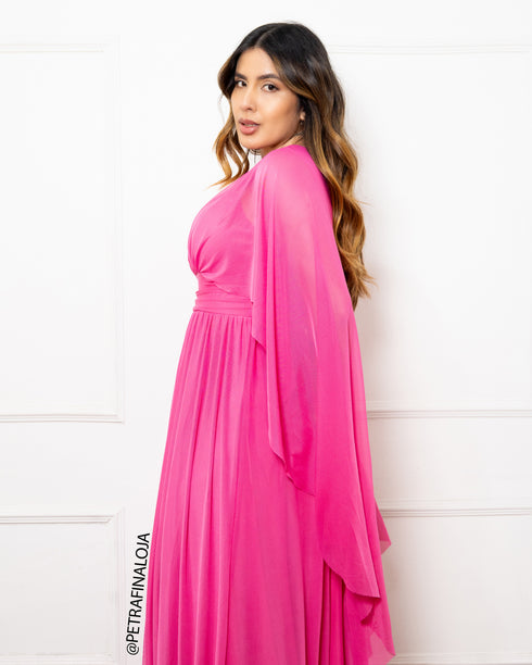 Vestido Manga Morcego Liso