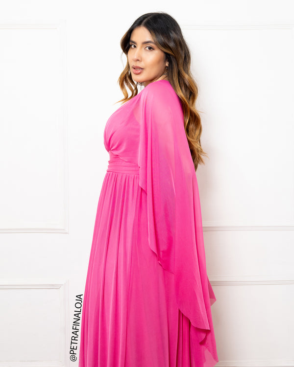 Vestido Manga Morcego Liso