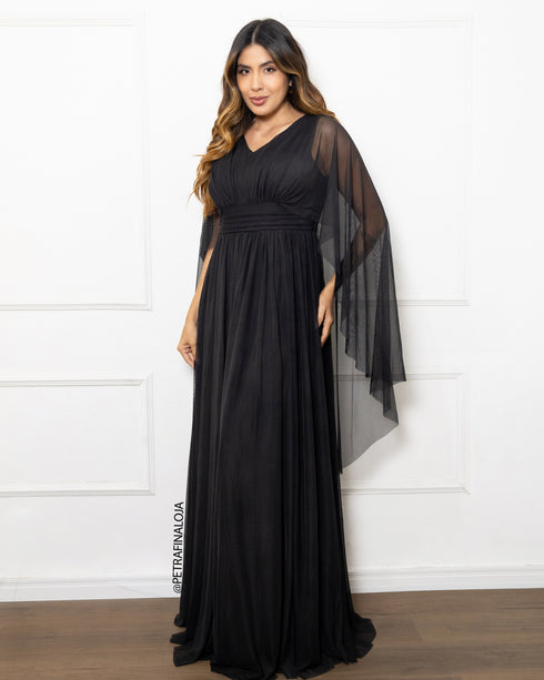 Vestido Manga Morcego Liso