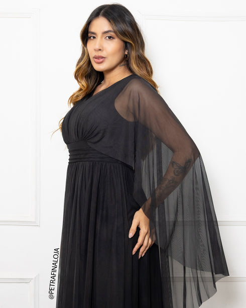 Vestido Manga Morcego Liso