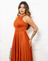 Vestido de gola tule trabalhado