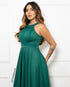 Vestido de gola tule trabalhado