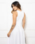 Vestido de gola tule trabalhado