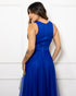 Vestido de gola tule trabalhado