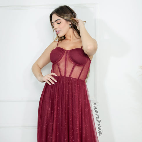 Vestido alcinha saia fada VESTIDO DE FESTA PETRA FINA