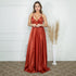 VESTIDO ALCINHA COM DECOTE FENDA LISO VESTIDO DE FESTA PETRA FINA TERRACOTA P