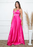 Vestido Alcinha com Decote Fenda Liso da Petra Fina - PINK